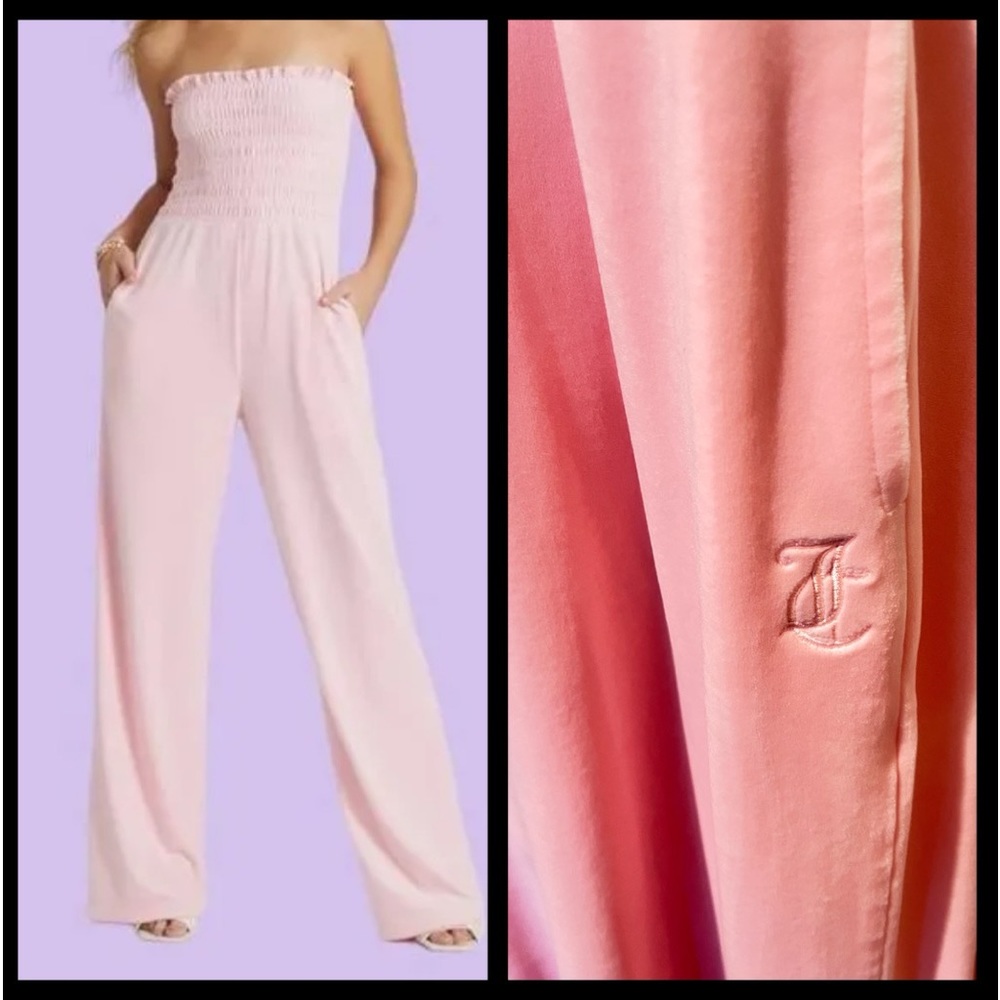 Juicy Couture ~ smocked VELOUR ~ Jumpsuit PINK ~ SZ M